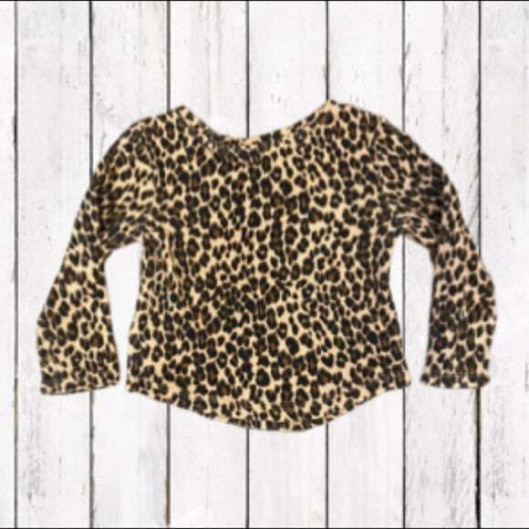Old Navy Infant Leopard Shirt Long Sleeve Animal Print Top 12-18 Month - Picture 2 of 8